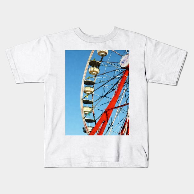 Carnival Midway - Ferris Wheel Closeup Kids T-Shirt by SusanSavad